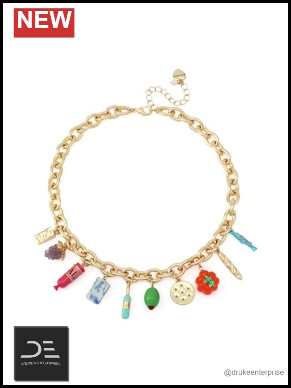 Betsey Johnson Charcuterie Charm Pendant Necklace with Lobster Clasp
